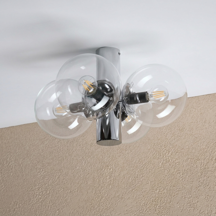 Candeeiro de teto SFERIO 4xE14/5W/230V cromado brilhante/vidro transparente