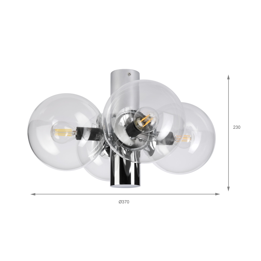 Candeeiro de teto SFERIO 4xE14/5W/230V cromado brilhante/vidro transparente