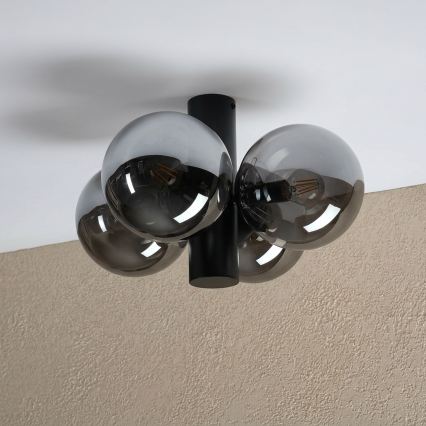 Candeeiro de teto SFERIO 4xE14/5W/230V preto/vidro fumado