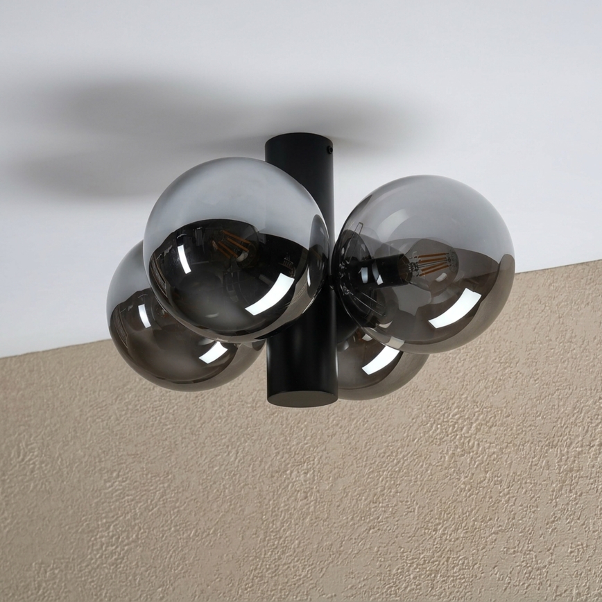Candeeiro de teto SFERIO 4xE14/5W/230V preto/vidro fumado