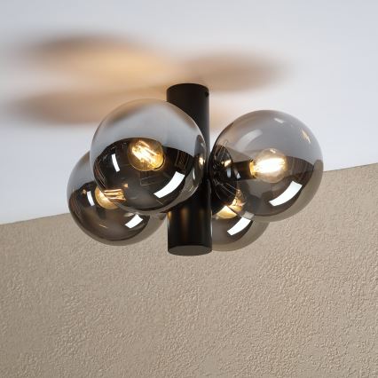 Candeeiro de teto SFERIO 4xE14/5W/230V preto/vidro fumado