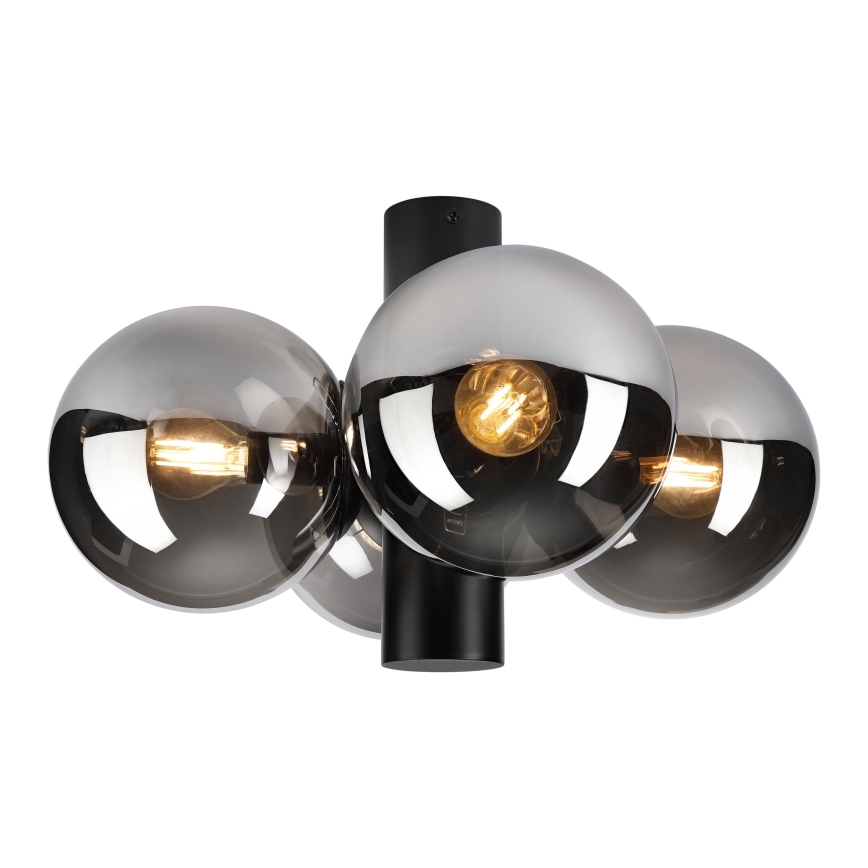 Candeeiro de teto SFERIO 4xE14/5W/230V preto/vidro fumado