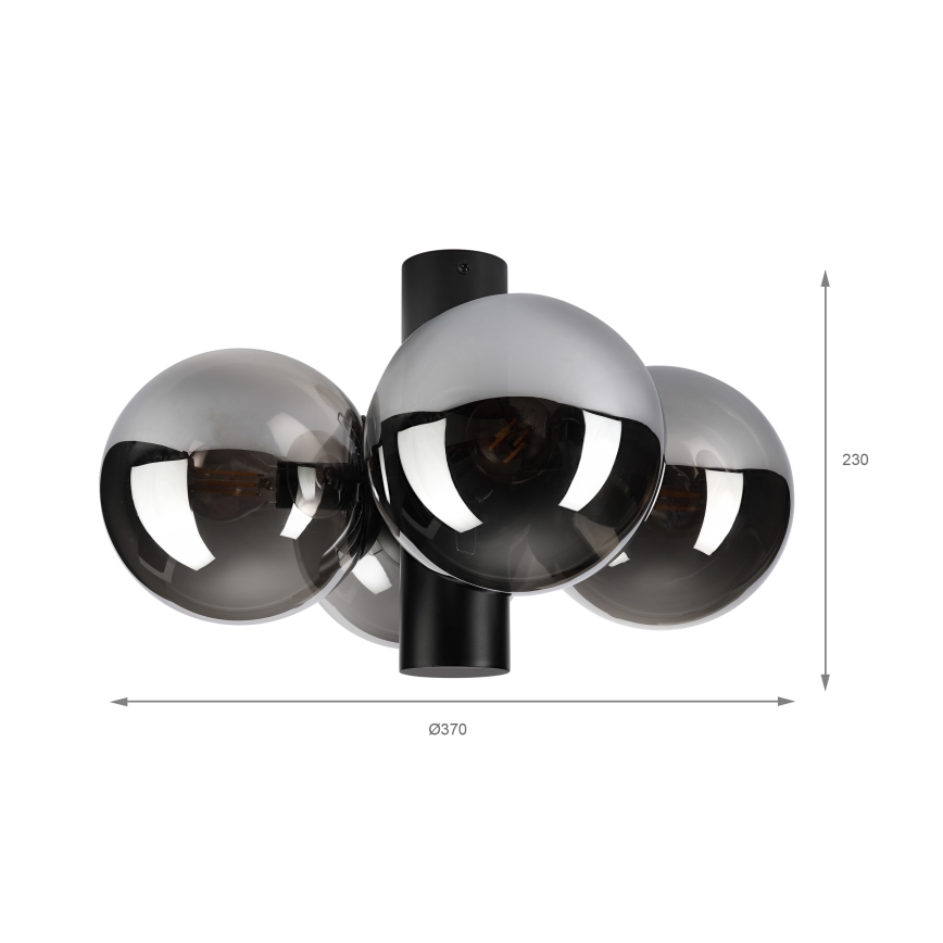 Candeeiro de teto SFERIO 4xE14/5W/230V preto/vidro fumado
