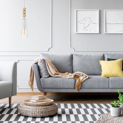 Candeeiro de teto suspenso SIMON 1xE27/60W/230V faia