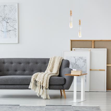 Candeeiro de teto suspenso SIMON 2xE27/60W/230V branco/bétula