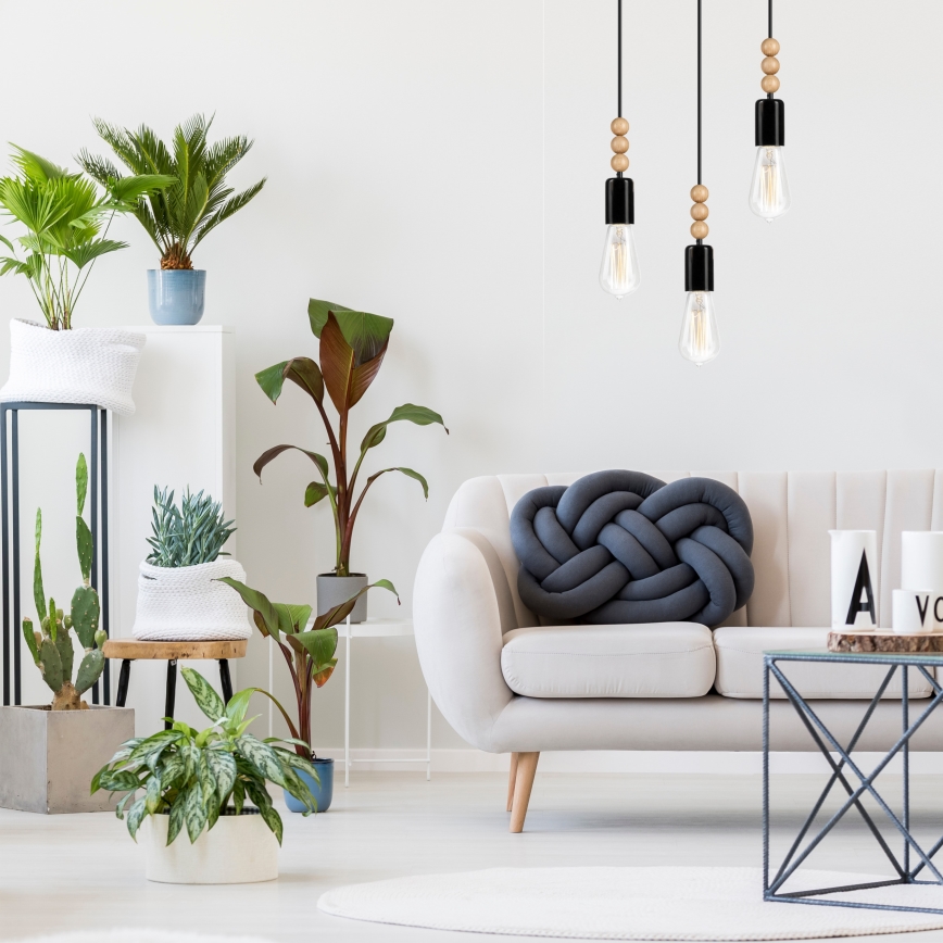 Candeeiro de teto suspenso SIMON 3xE27/60W/230V faia