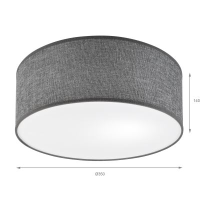 Candeeiro de teto SIRJA 1xE27/15W/230V Ø 35 cm cinzento