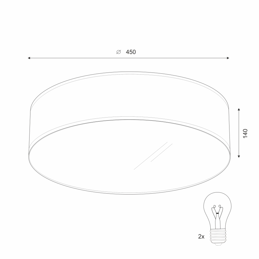 Candeeiro de teto SIRJA 2xE27/15W/230V, diâmetro 45 cm, cor creme
