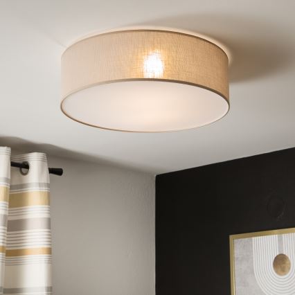 Candeeiro de teto SIRJA 2xE27/15W/230V Ø 45 cm bege