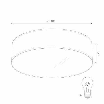 Candeeiro de teto SIRJA 2xE27/15W/230V Ø 45 cm bege