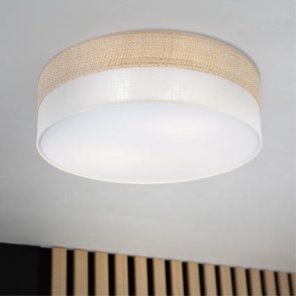 Candeeiro de teto SIRJA BOHO 2xE27/15W/230V, diâmetro 45 cm, bege/creme