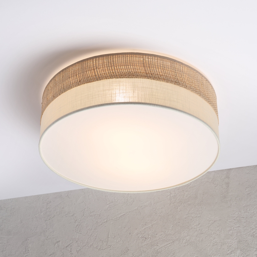 Candeeiro de teto SIRJA BOHO 2xE27/15W/230V, diâmetro 45 cm, bege/creme