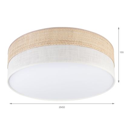 Candeeiro de teto SIRJA BOHO 2xE27/15W/230V, diâmetro 45 cm, bege/creme