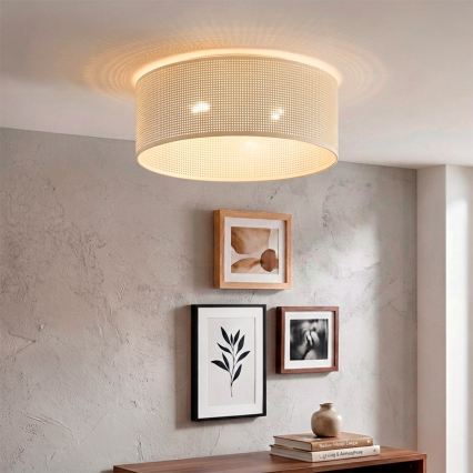 Candeeiro de teto SIRJA PLISADO 2xE27/15W/230V Ø 35 cm creme