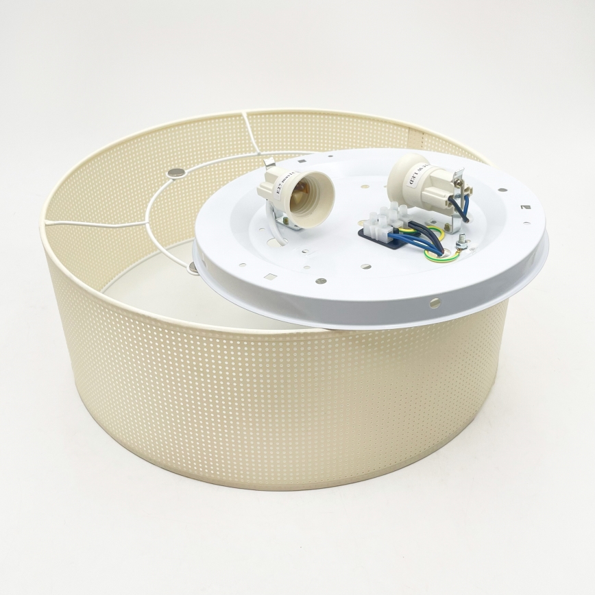Candeeiro de teto SIRJA PLISADO 2xE27/15W/230V Ø 35 cm creme
