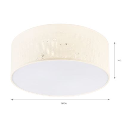 Candeeiro de teto SIRJA PLISADO 2xE27/15W/230V Ø 35 cm creme
