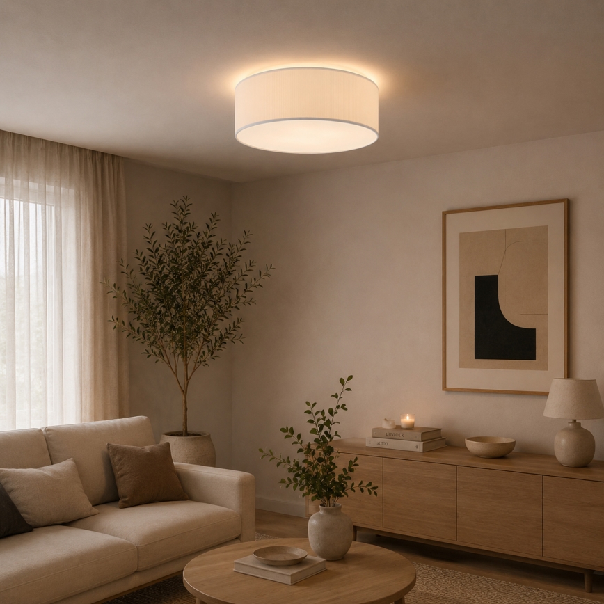 Candeeiro de teto SIRJA PLISADO 4xE27/15W/230V Ø 45 cm cor creme