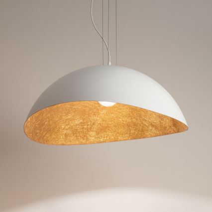 Candeeiro de teto com cabo SOLARIS 1xE27/60W/230V diâmetro 48 cm branco/cobre