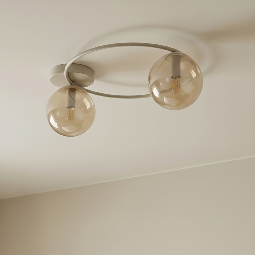 Candeeiro de teto SOPRA 2xE14/10W/230V bege/bege fumê