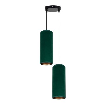 Candeeiro de teto suspenso AVALO 2xE27/60W/230V diâmetro 20 cm verde/cobre