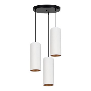 Candeeiro de teto suspenso AVALO 3xE27/60W/230V diâmetro 35 cm branco/cobre