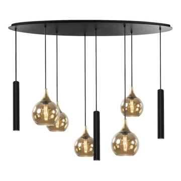 Candeeiro de teto suspenso CALYPSO 3xGU10/60W/230V + 5xE27/60W preto/dourado