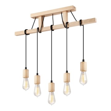 Candeeiro de teto suspenso LEON 5xE27/60W/230V faia