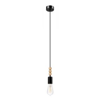 Candeeiro de teto suspenso SIMON 1xE27/60W/230V preto/buche