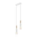 Candeeiro de teto suspenso SIMON 2xE27/60W/230V branco/bétula