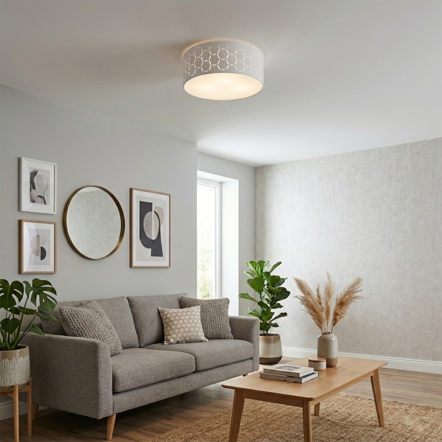Candeeiro de teto ULLE 1xE27/15W/230V Ø 35 cm branco