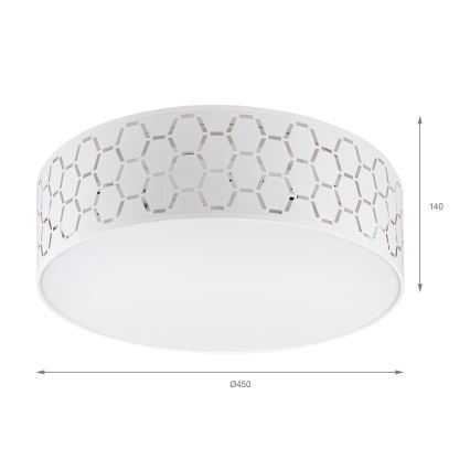 Candeeiro de teto ULLE 2x E27/15W/230V, diâmetro 45 cm, branco