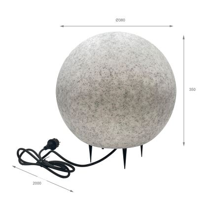 Candeeiro decorativo para exterior LUMISTONE 1xE27/15W/230V IP65 Ø 38 cm