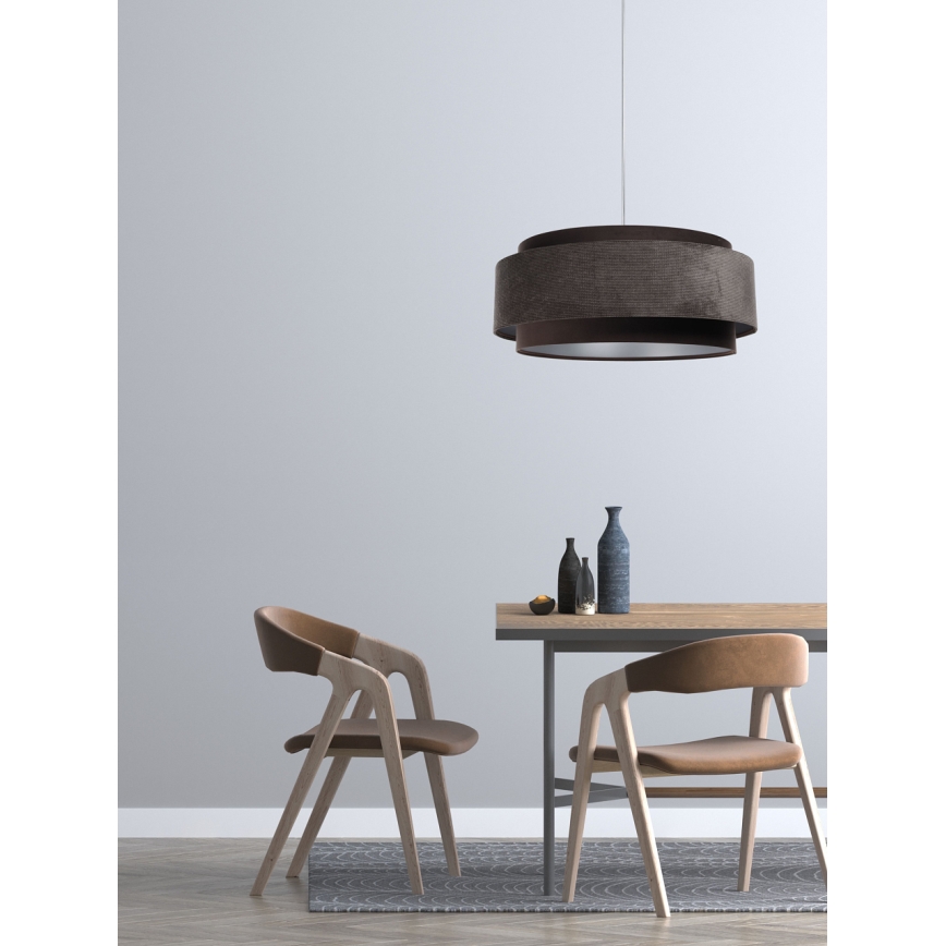 Candeeiro de teto suspenso DOBLO 1xE27/60W/230V diâmetro 60 cm castanho/prateado