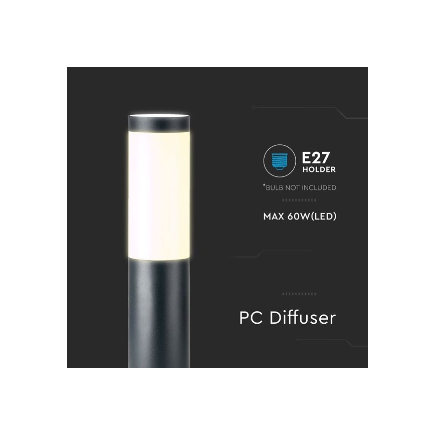 Candeeiro exterior 1xE27/60W/230V IP44 80cm preto