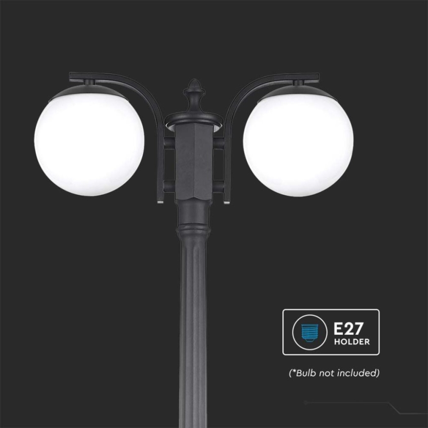 Candeeiro exterior 2xE27/60W/230V IP44 199 cm preto