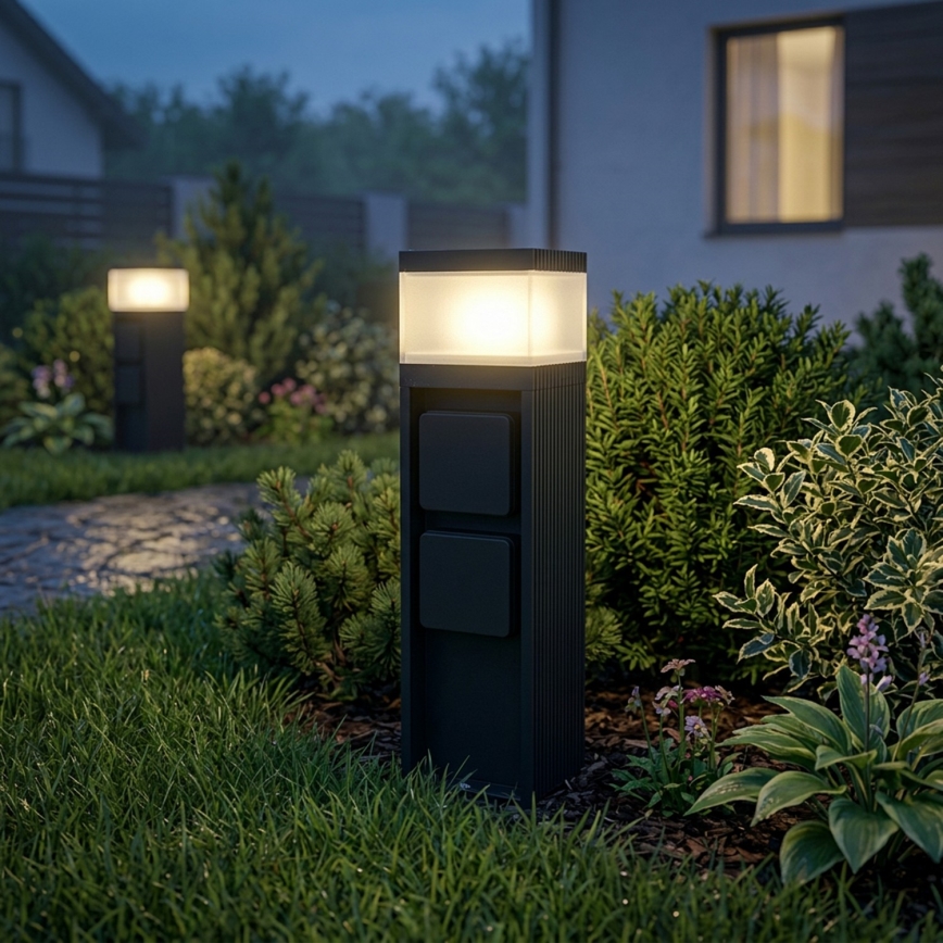 Candeeiro exterior com 2 tomadas VESPER 1xG9/5W/230V IP44 30 cm preto