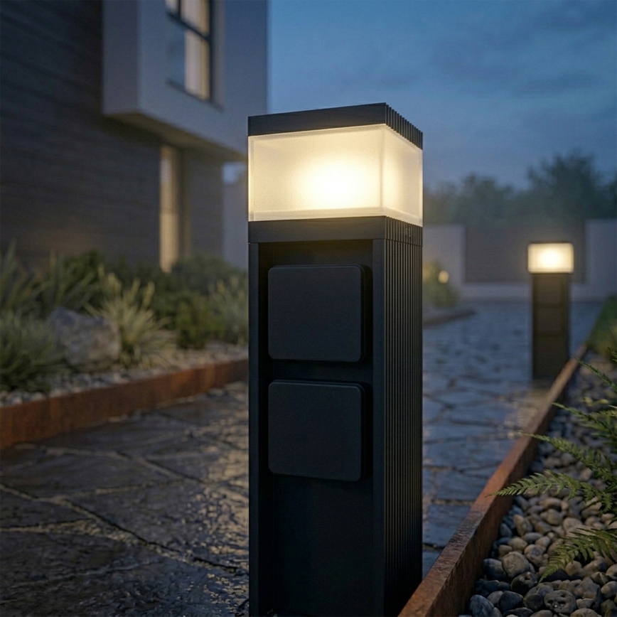 Candeeiro exterior com 2 tomadas VESPER 1xG9/5W/230V IP44 30 cm preto