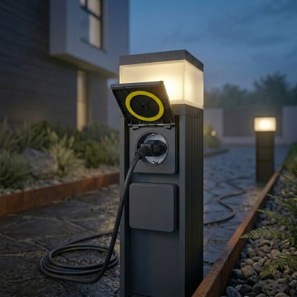 Candeeiro exterior com 2 tomadas VESPER 1xG9/5W/230V IP44 30 cm preto