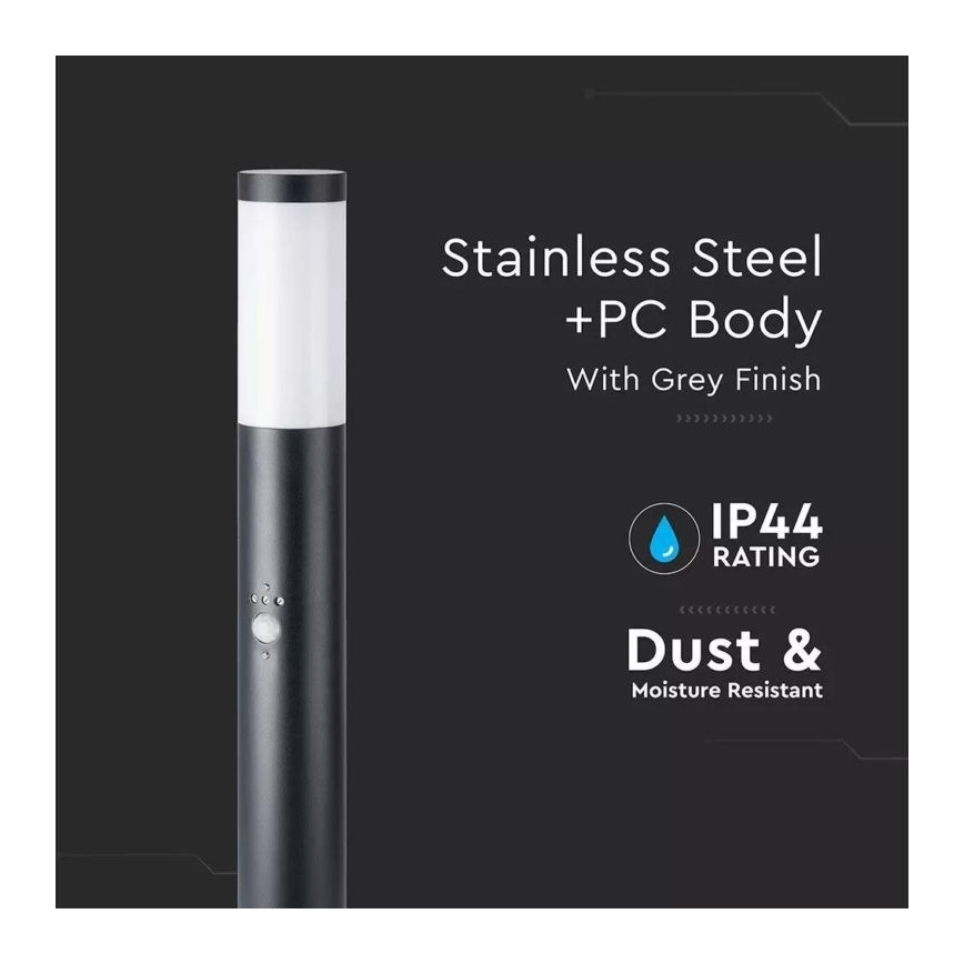 Candeeiro exterior com sensor 1xE27/60W/230V IP44 110cm preto