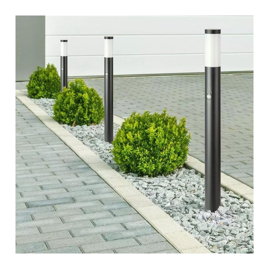 Candeeiro exterior com sensor 1xE27/60W/230V IP44 110cm preto