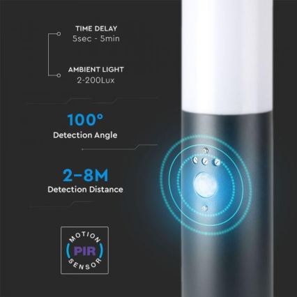 Candeeiro exterior com sensor 1xE27/60W/230V IP44 45cm antracite