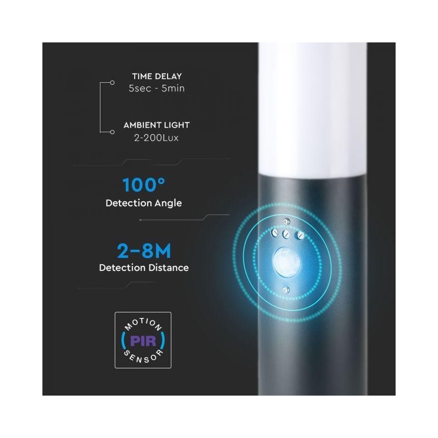 Candeeiro exterior com sensor 1xE27/60W/230V IP44 45cm antracite