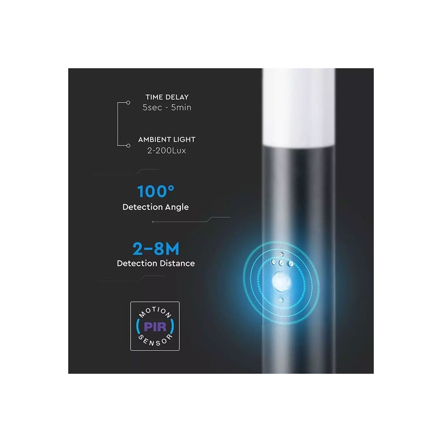 Candeeiro exterior com sensor 1xE27/60W/230V IP44 80cm preto