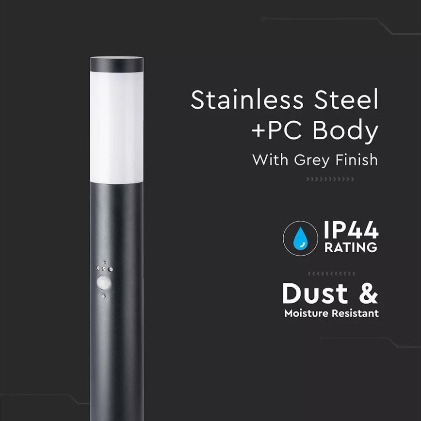 Candeeiro exterior com sensor 1xE27/60W/230V IP44 80cm preto