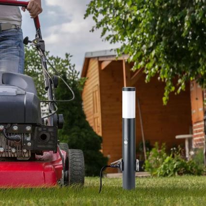 Candeeiro exterior com sensor e 2 tomadas SCHUKO 1xE27/60W/230V IP44 60cm antracite