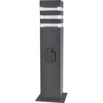 Candeeiro exterior com tomada TEKSAS 1xE27/20W/230V 44 cm IP44 preto