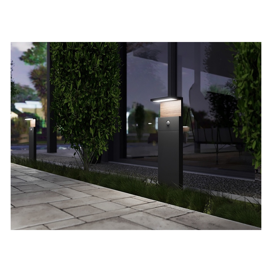 Candeeiro exterior LED com sensor NATURA LED/12W/230V 4000K IP54 castanho/antracite