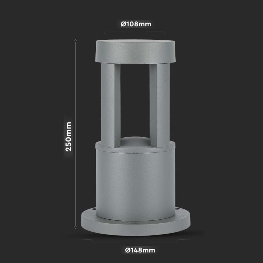 Candeeiro exterior LED LED/10W/230V 25cm 6400K IP65 cinzento