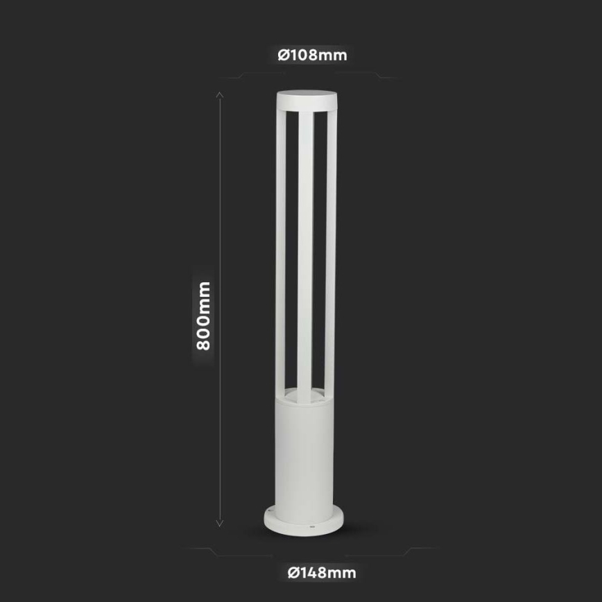 Candeeiro exterior LED LED/10W/230V 80cm 3000K IP65 branco