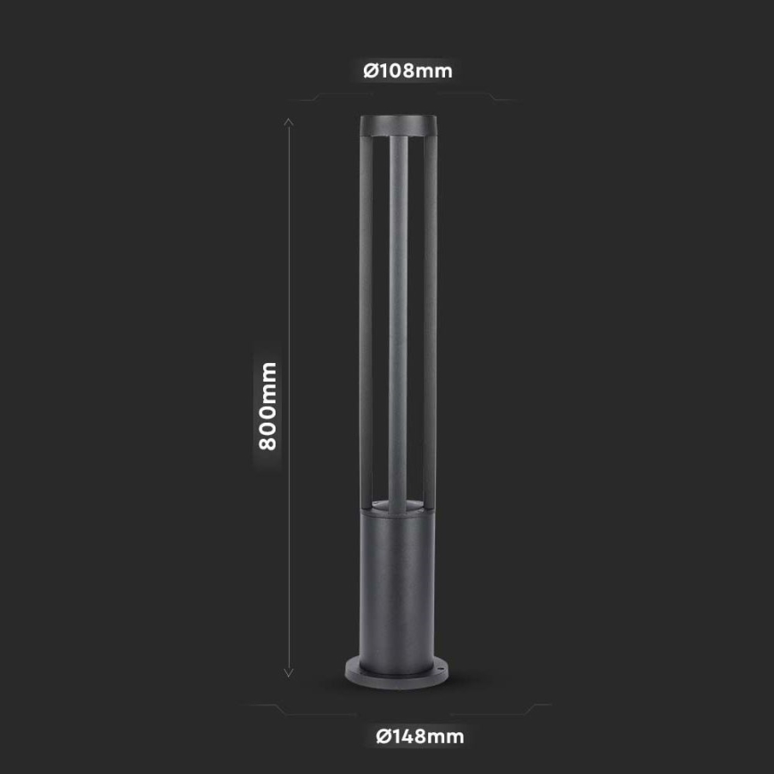 Candeeiro exterior LED LED/10W/230V 80cm 6400K IP65 preto